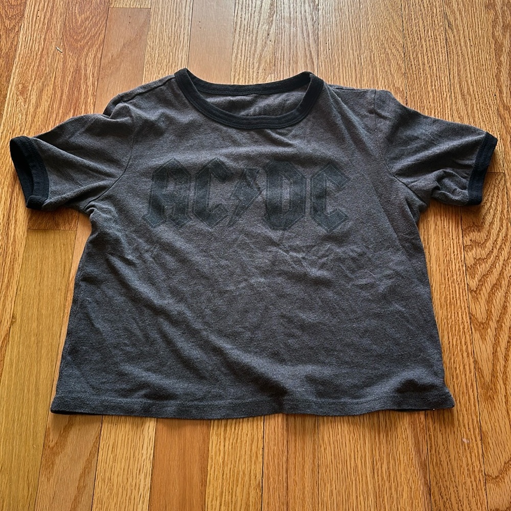 AC/AC Women’s Ringer Crop Top, Size Small, Heather Grey
